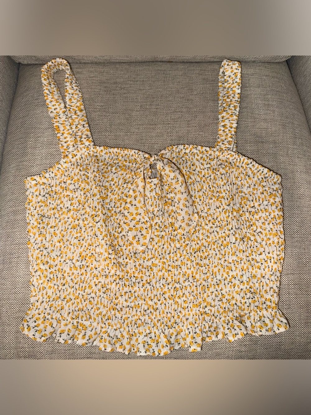 Sienna Sky Yellow Floral Smocked Cami Crop Top